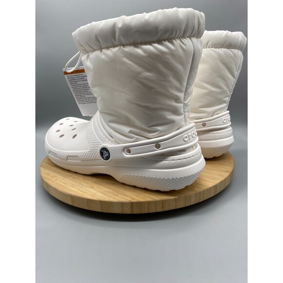 Crocs Mule Faux Fur Lined Boot Shoes White Pull On Lined Clogs 206630 Mens 10 - Picture 6 of 15